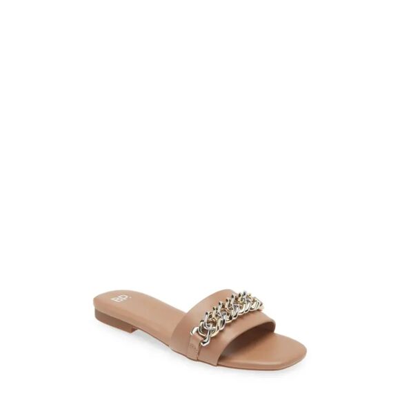 BP. Tan Asher Two-Ton Chain Flat Slide Sandals Size 11 - Picture 1 of 8